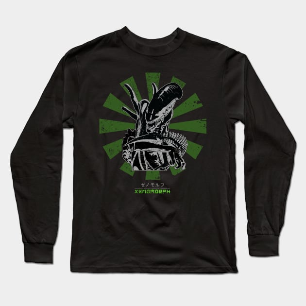 Xenomorph Retro Japanese Alien Long Sleeve T-Shirt by Nova5